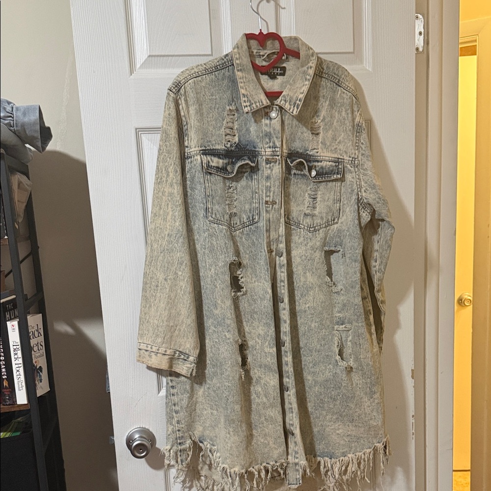 Acid Wash Distressed Denim Jacket